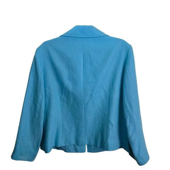 Lafayette 148 Turquoise 100% Linen Hook And Eye Closure Jacket Blazer Size L - Picture 2 of 5